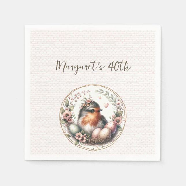 Guardanapo De Papel Bird Watercolor  (Frente)