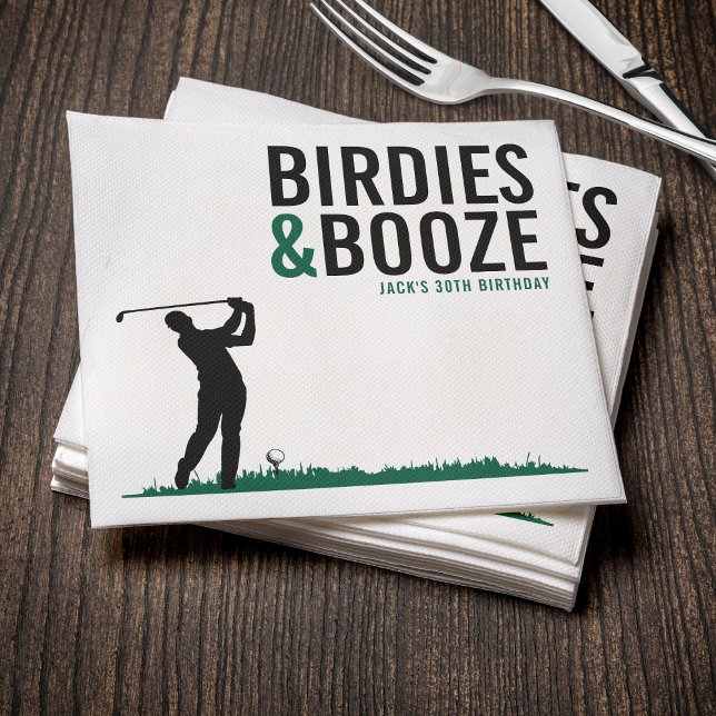 Guardanapo De Papel Birdies & Booze Festa de aniversário de Golfe Adul (Birdies & Booze Adult Golf Birthday Party Napkins
)