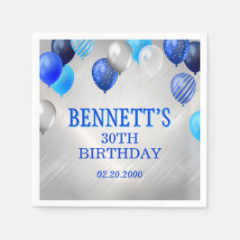 Guardanapo De Papel Birthday Blue Balloons Napkins