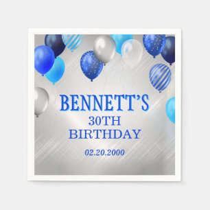 Guardanapo De Papel Birthday Blue Balloons Napkins