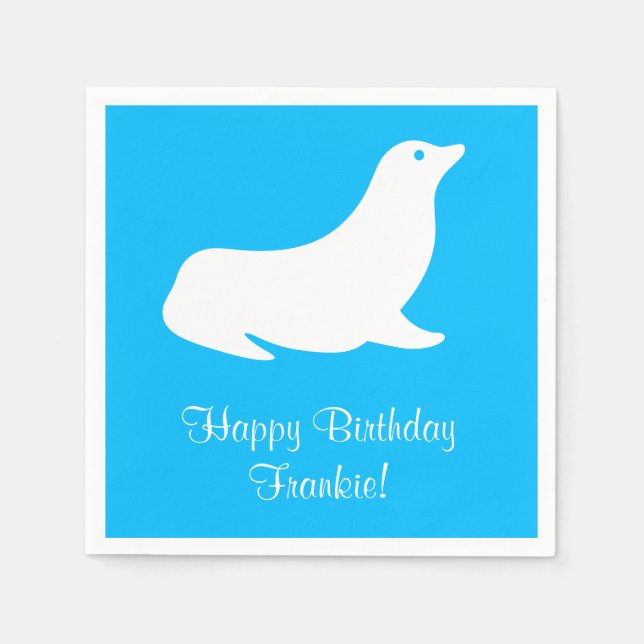 Guardanapo De Papel Birthday Blue Sea Lion 4Frankie (Nome) (Frente)