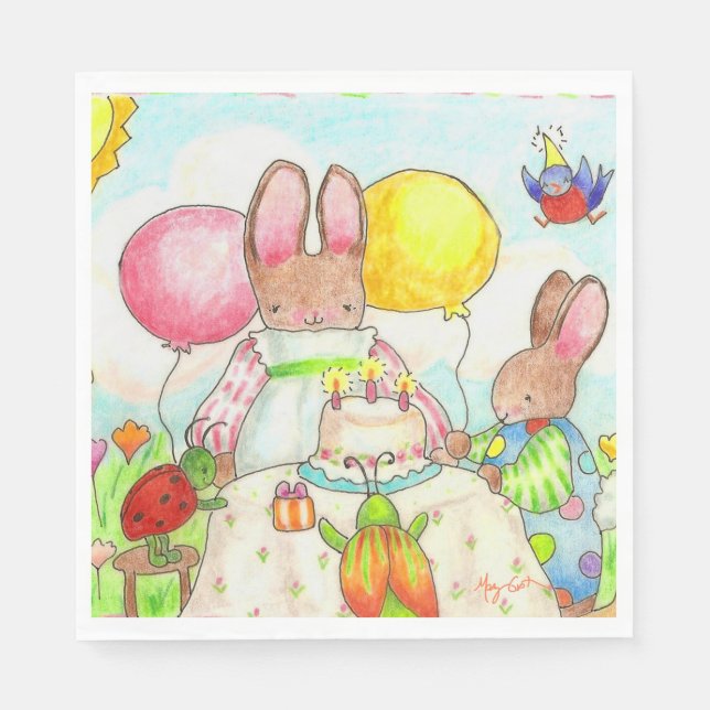Guardanapo De Papel Birthday Bunny Paper Napkins (Frente)