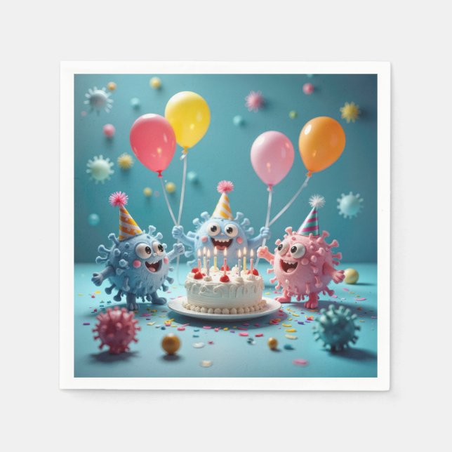 Guardanapo De Papel Birthday Cartoon Germ Party Fun (Frente)
