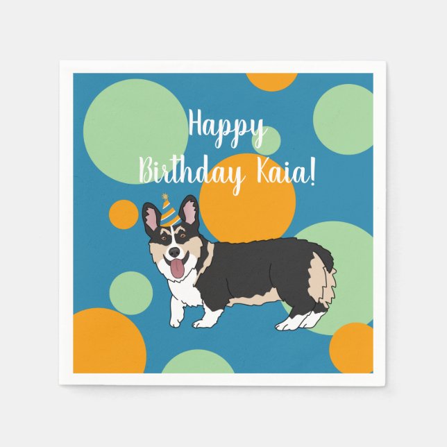 Guardanapo De Papel Birthday Corgi (Frente)