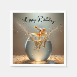 Guardanapo De Papel Birthday Goldfish Pulando do Fishbowl