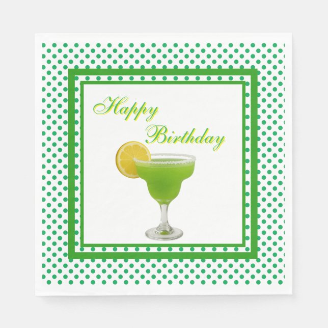 Guardanapo De Papel Birthday Green Margarita (Frente)