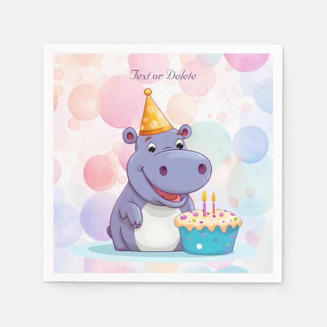 Guardanapo De Papel Birthday Hippo Napkins (Frente)