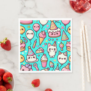 Guardanapo De Papel Birthday Kawaii Pattern
