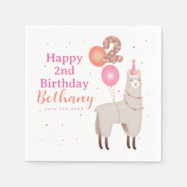Guardanapo De Papel Birthday Llama (Frente)