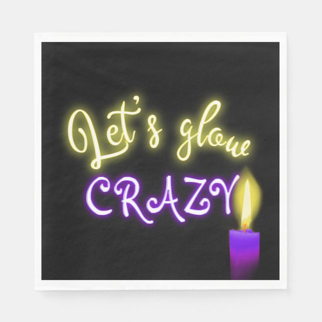 Guardanapo De Papel Birthday Neon Sign com Vela (Frente)
