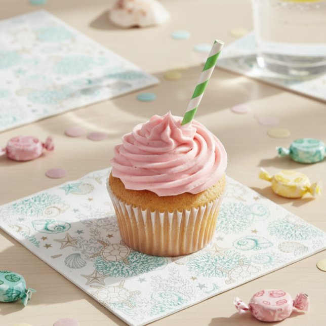 Guardanapo De Papel Birthday party turtles, underwater tableware (Criador carregado)