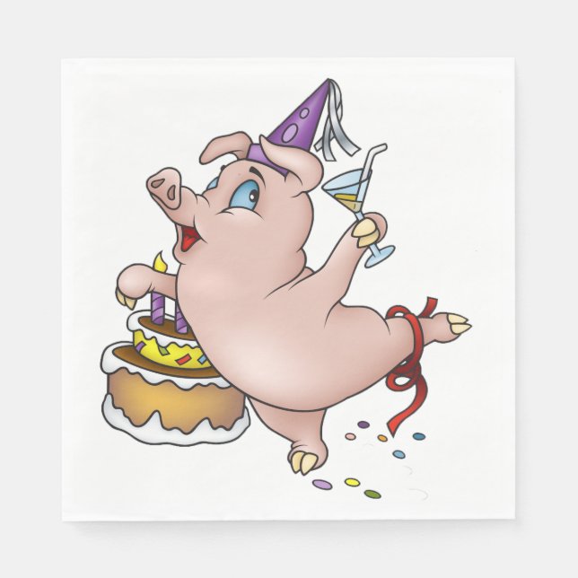 Guardanapo De Papel Birthday Pig Paper Napkins (Frente)