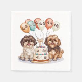 Guardanapo De Papel Birthday Shih Tzu Dogs Birthday Cake