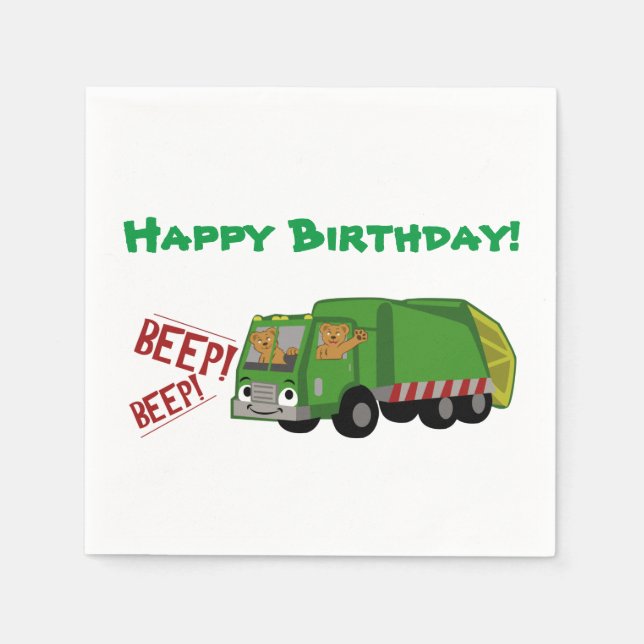 Guardanapo De Papel Birthday Trash Truck (Frente)