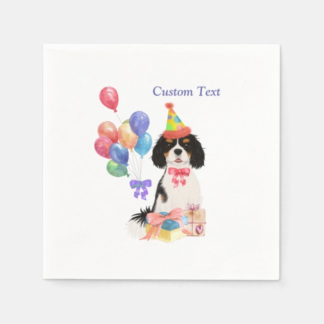 Guardanapo De Papel Birthday Tri Cavalier King Charles Spaniel (Frente)