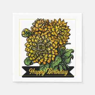 Guardanapo De Papel Birthday Yellow Dahlias Floral