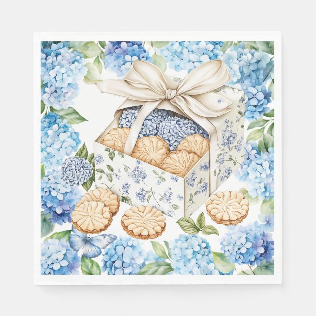 Guardanapo De Papel Biscoitos com Flores de Hortênsia (Frente)