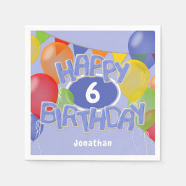 Guardanapo De Papel biscoitos de aniversário felizes azuis com balões