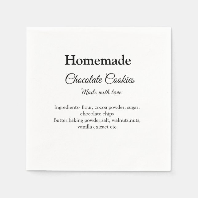 Guardanapo De Papel Biscoitos de chocolate feitos em casa com amor adi (Frente)