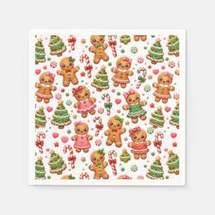 Guardanapo De Papel Biscoitos de Gengibre de Natal e Bastões de Doces