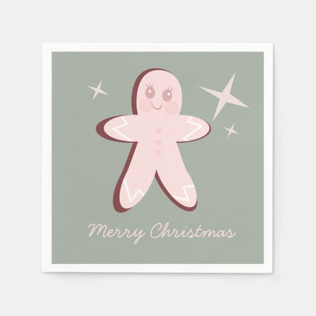 Guardanapo De Papel Biscoitos de Gengibre Retrô Natal Groovy (Frente)