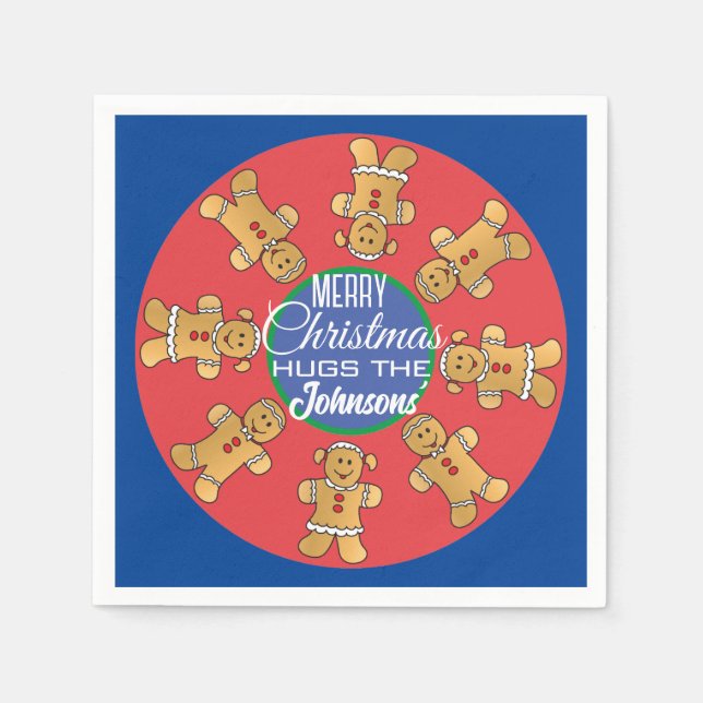 Guardanapo De Papel Biscoitos de Pão de Natal Azul (Frente)