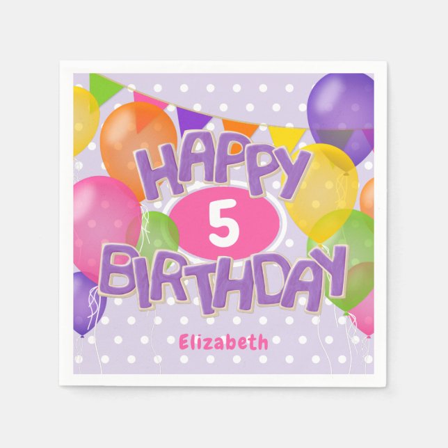 Guardanapo De Papel biscoitos roxos, saltadores de aniversário com bal (Frente)