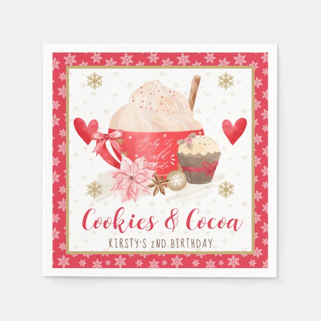 Guardanapo De Papel Biscoitos Vermelhos e Cacau 2º Aniversário (Frente)