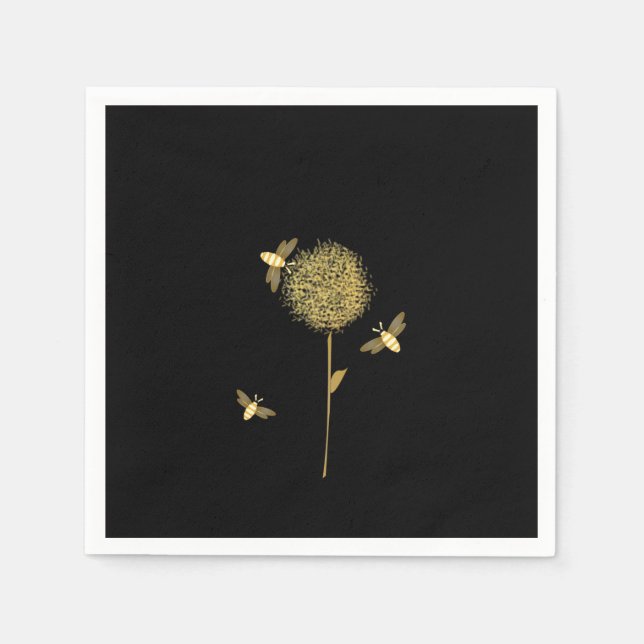 Guardanapo De Papel Bizzy Bees em um Papel Dandelion Napkins (Frente)
