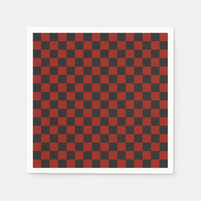 Guardanapo De Papel Black and Deep red checkerboard pattern (Frente)