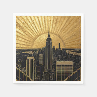 Guardanapo De Papel Black and Gold Art Deco Paper Napkins
