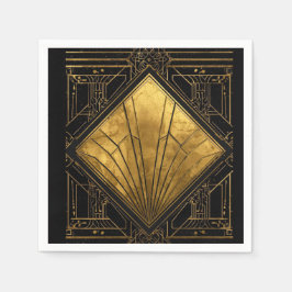 Guardanapo De Papel Black and Gold Art Deco Paper Napkins