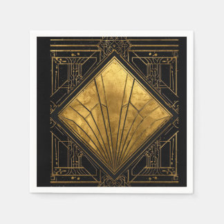 Guardanapo De Papel Black and Gold Art Deco Paper Napkins