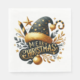 GUARDANAPO DE PAPEL BLACK AND GOLD HOLIDAY CHRISTMAS THEME