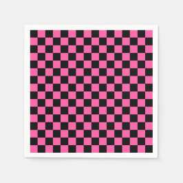 Guardanapo De Papel Black and pink checkerboard pattern