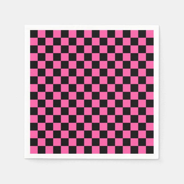 Guardanapo De Papel Black and pink checkerboard pattern (Frente)