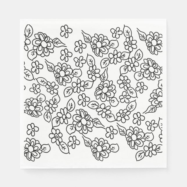 Guardanapo De Papel Black and white flower drawing (Frente)