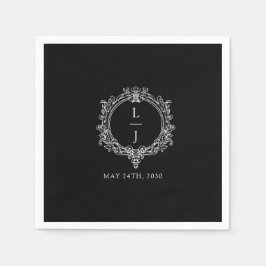 Guardanapo De Papel black and white foliage Crest wedding