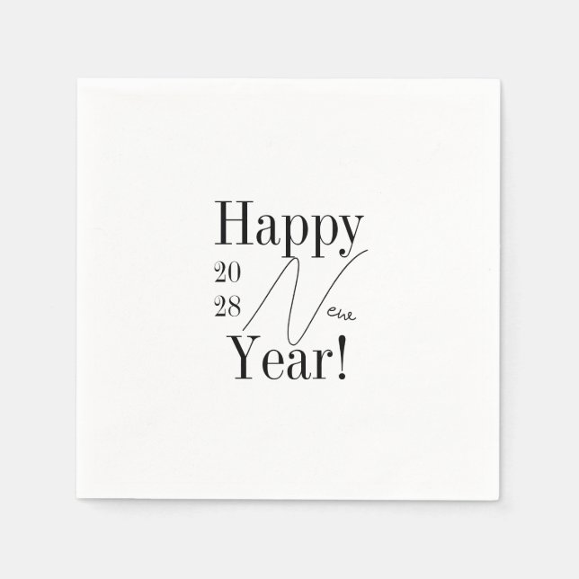 Guardanapo De Papel Black and White New Year's Eve Party (Frente)