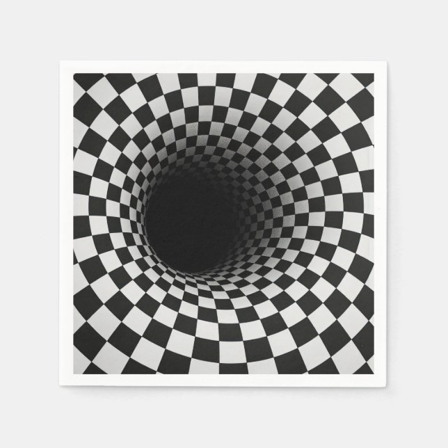 Guardanapo De Papel Black and White Optical Illusion Tunnel (Frente)