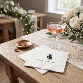 Guardanapo De Papel Black and white simple  Cat Modern Wedding Napkin