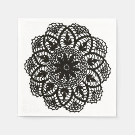 Guardanapo De Papel Black and White Vintage Lace Doily Napkin