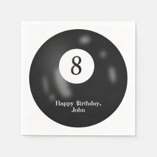Guardanapo De Papel Black Billiard Oito Ball para o aniversário