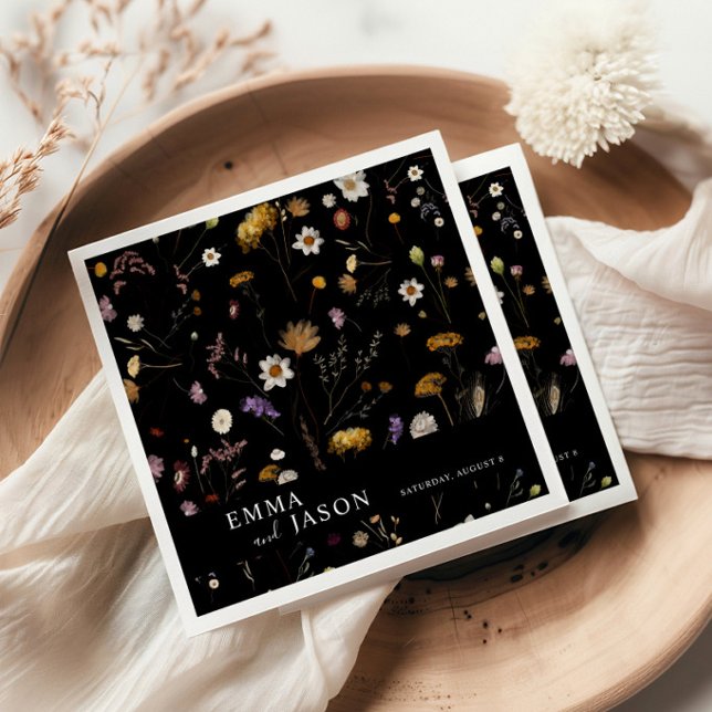Guardanapo De Papel Black Boho Wildflower Wedkins (Criador carregado)