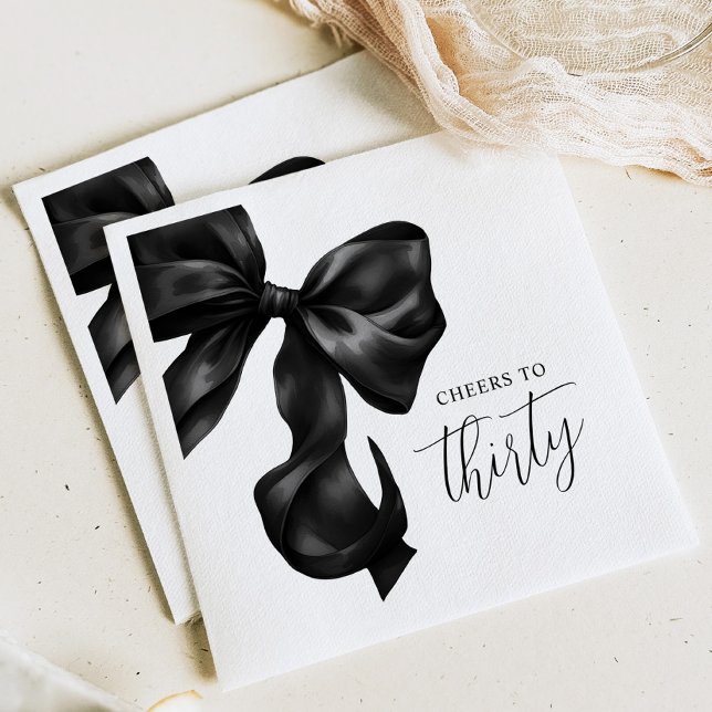 Guardanapo De Papel Black Bow 30th 40th 50th Birthday  (Criador carregado)