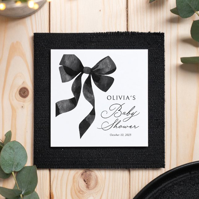 Guardanapo De Papel Black Bow Baby Shower (Criador carregado)