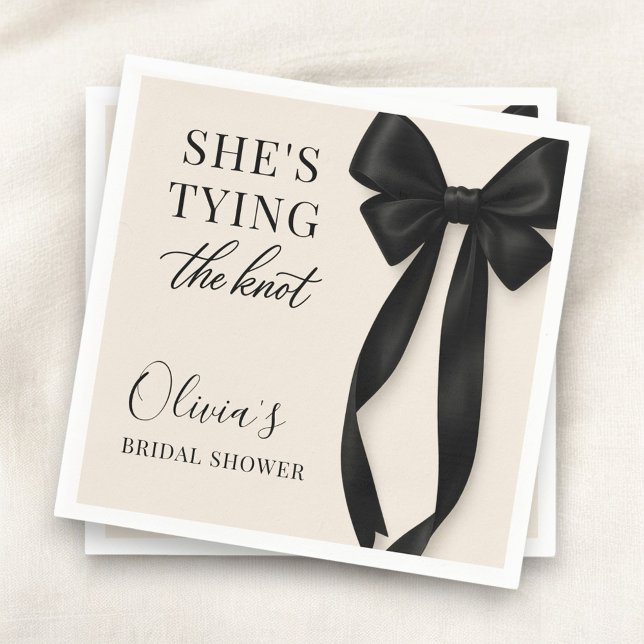 Guardanapo De Papel Black Bow She's Tying The Knot Party (Criador carregado)