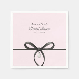 Guardanapo De Papel Black Bow With Pearl Old Money Style Bridal Shower