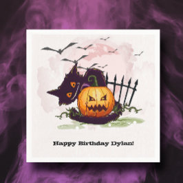 Guardanapo De Papel Black Cat e Jack o' Lanterna Halloween