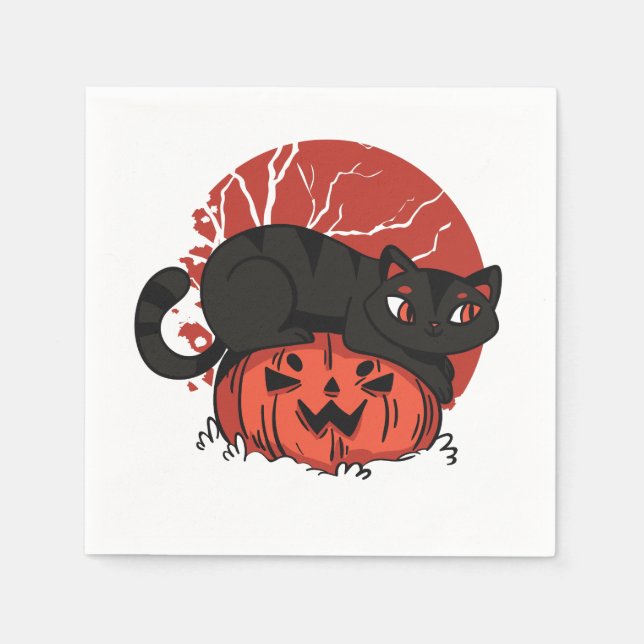 Guardanapo De Papel Black Cat Halloween (Frente)